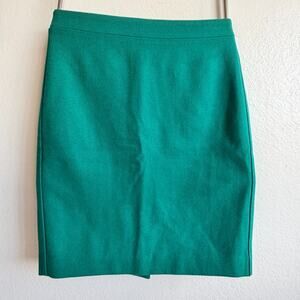 J.Crew The Pencil Skirt Emerald Green Wool Size 2 Lined Made Philippines
